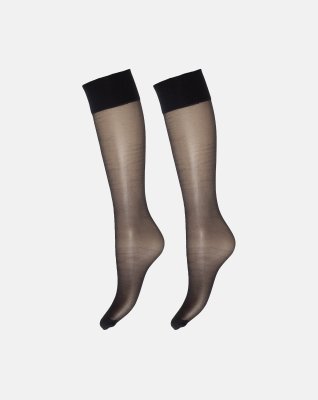 Knælang strømpe "Silk look" 2-pak | 20 denier | Sort -Decoy