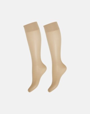 2-pak "Soft Luxury" knælang strømpe | 15 denier | sand -Decoy