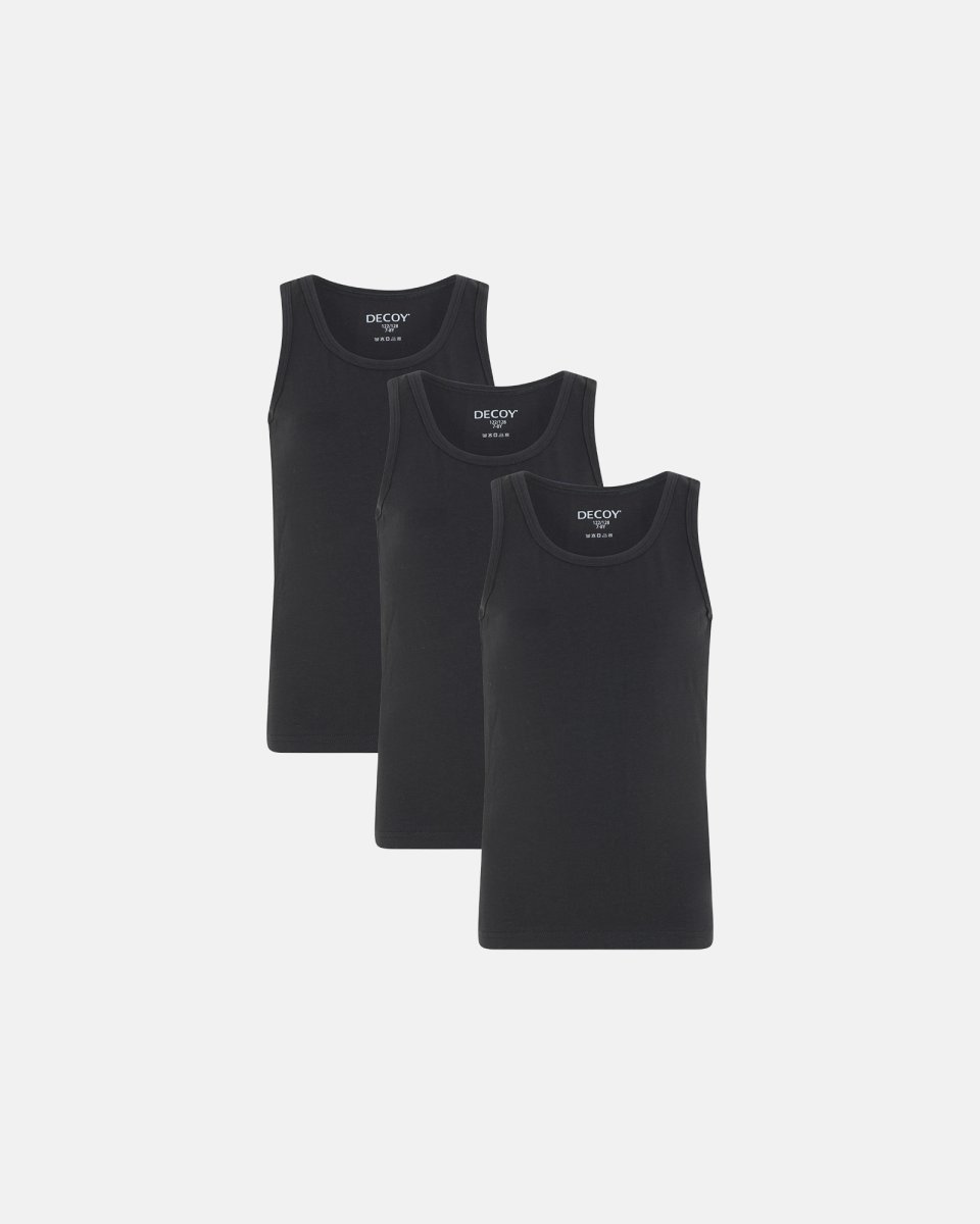Decoy Stroptop "kids" 3-pak | Økologisk bomuld | Sort - 7/8