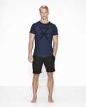 T-shirt med tryk, bambus, marine