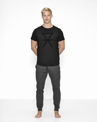 T-shirt med tryk, bambus, sort