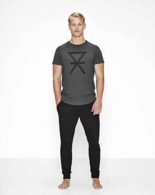T-shirt med tryk, bambus, grå