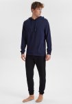 Hoodie med logo, Bambusviskose, navy