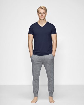 T-shirt v-hals, Bambusviskose, Marine