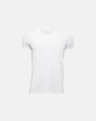T-shirt v-hals, Bambusviskose, Hvid