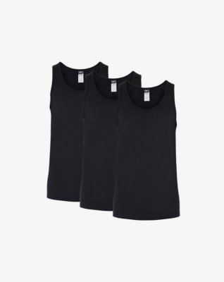 Tanktop "singlet" 3-pak | Økologisk bomuld | Sort -Claudio