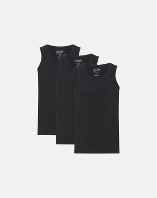 Tanktop "singlet" 3-pak | Økologisk bomuld | Sort -Claudio
