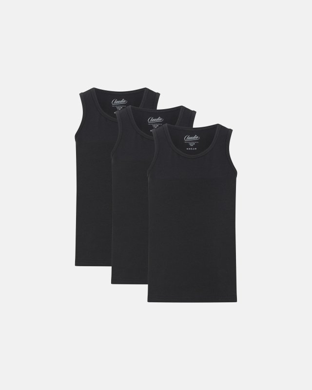Tanktop "singlet" 3-pak | Økologisk bomuld | Sort