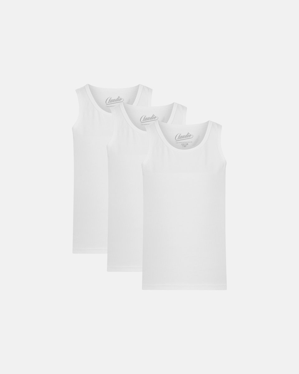 Claudio Tanktop "kids" 3-pak | Økologisk bomuld | Hvid - 7/8