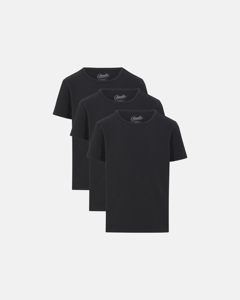 Claudio T-shirt "kids" 3-pak | Økologisk bomuld | Sort - 7/8