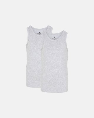 Singlet "kids", 2-pak, Bambusviskose, Grå