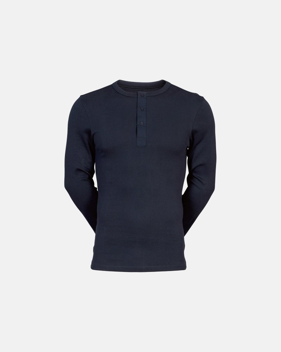 JBS Langærmet t-shirt "grandad" | 100% økologisk bomuld | Navy - S