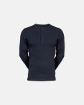 Langærmet t-shirt "grandad", 100% økologisk bomuld, Navy