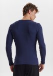 Langærmet t-shirt "grandad", 100% økologisk bomuld, Navy