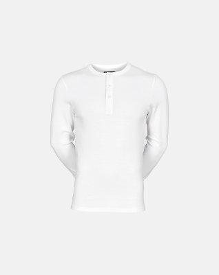 Langærmet t-shirt "grandad", 100% økologisk bomuld, Hvid