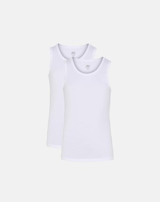 Tanktop "kids" 2-pak, Bambusviskose, Hvid