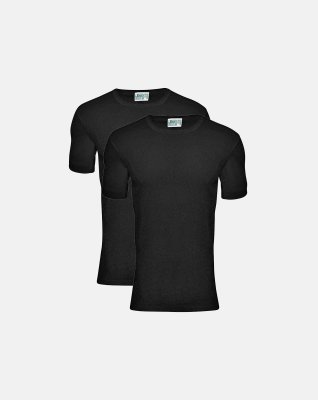 T-shirt "o-neck" 2-pak, 100% økologisk bomuld, Sort