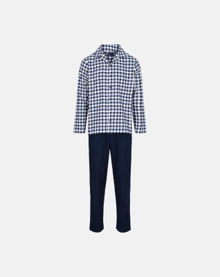 Pyjamas, 100% flannel bomuld, Blå