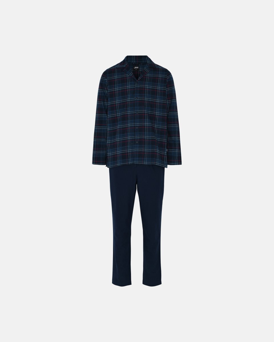 JBS Pyjamassæt "flannel" | 100% bomuld | Blåternet - S