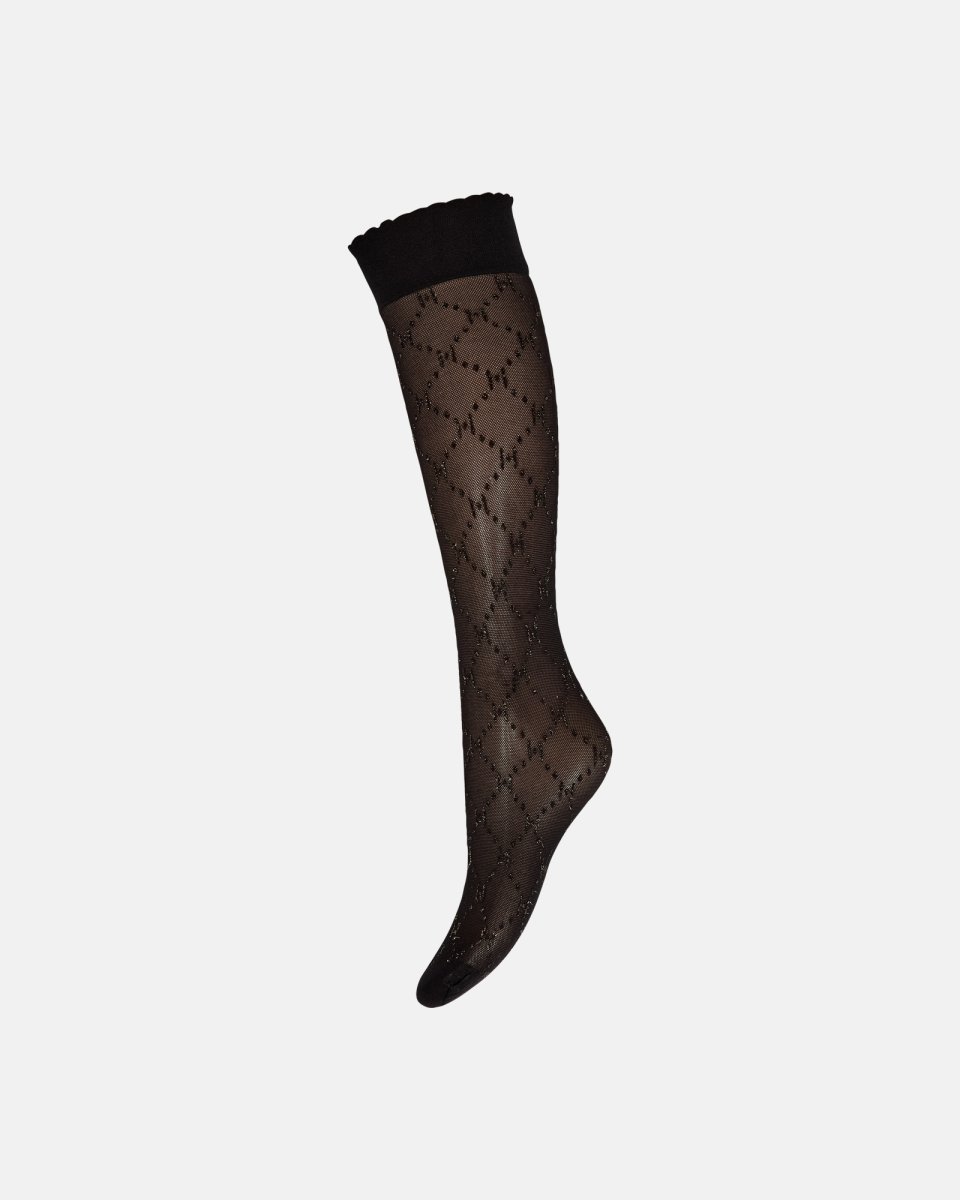 Hype the Detail Strømper 'Knee high' | 25 denier | Sort m. guld - One size