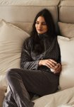 Pyjamas sæt i velour, Bomuld, Grå