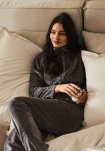 Pyjamas sæt i velour, Bomuld, Grå