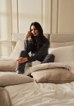 Pyjamas sæt i velour, Bomuld, Grå