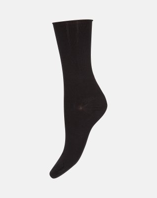 Ankelstrømper "Fine knit" | Bomuld | Sort -Decoy