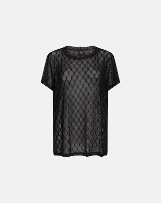 Oversize t-shirt 'Mesh', Polyamid, Sort