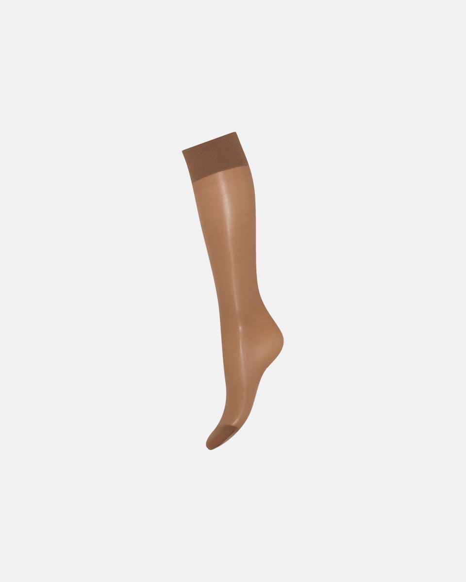 Decoy Knælang strømpe 'Silk look' 2-pak | 20 denier | Caramel - One size