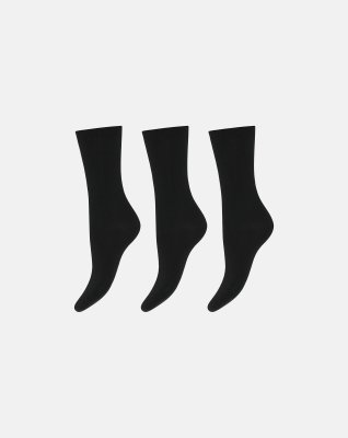Ankelstrømper 3-pak, Bomuld, Sort