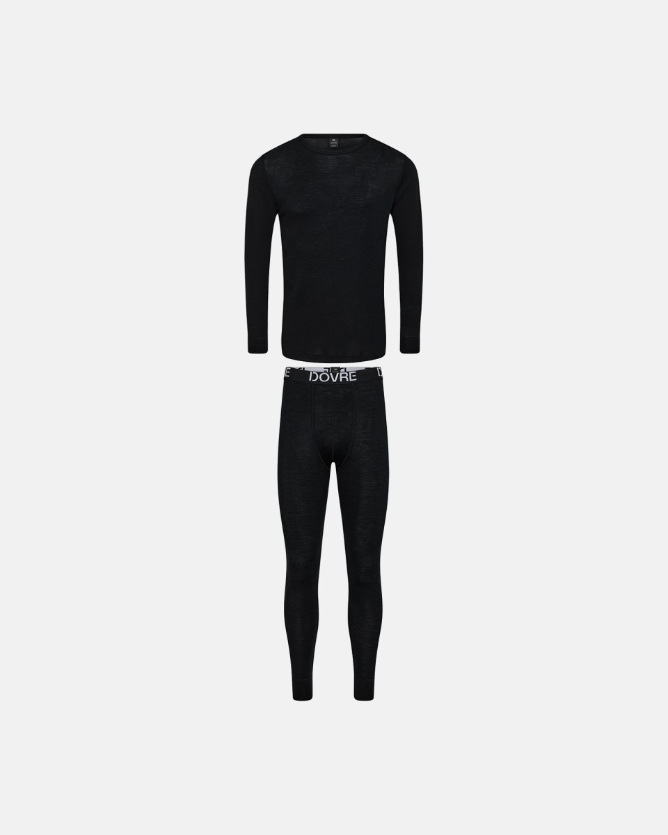 Dovre Pyjamas sæt | 100% uld | Sort - S