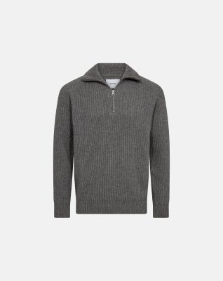 Liam zip pullover, Uld, Grå
