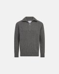 Liam zip pullover, Uld, Grå