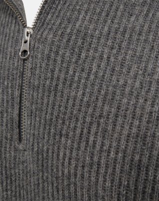 Liam zip pullover, Uld, Grå