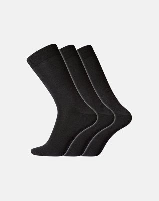 Sokker "no elastic / twin" 3-pak, Uld, Sort