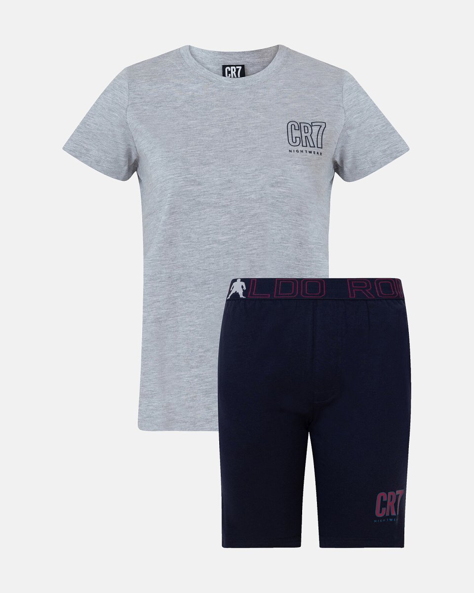 CR7 Pyjamas m. shorts "Kids" | 100% bomuld | Grå-Sort - 4