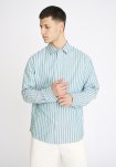 Skjorte 'davis' | 100% Bomuld | Grøn m. striber -Resteröds