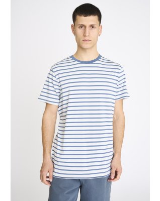 T-shirt "o-neck" | Bambusviskose | Blå stribet -Resteröds