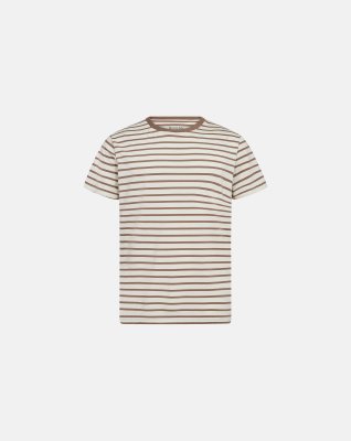 T-shirt 'o-neck' | Bambusviskose | Stribet brun -Resteröds