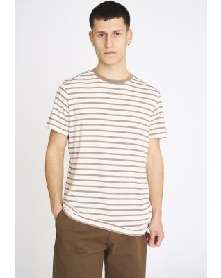 T-shirt 'o-neck' | Bambusviskose | Stribet brun -Resteröds