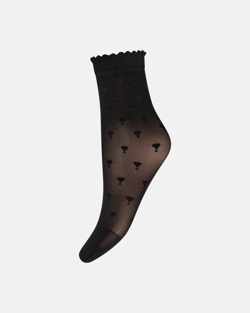 Hype the Detail Ankelstrømper "Heart" | 20 denier | Sort - One size