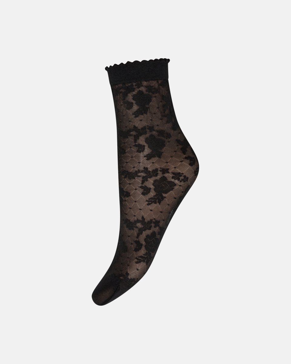 Hype the Detail Ankelstrømper "Flower" | 20 denier | Sort - One size