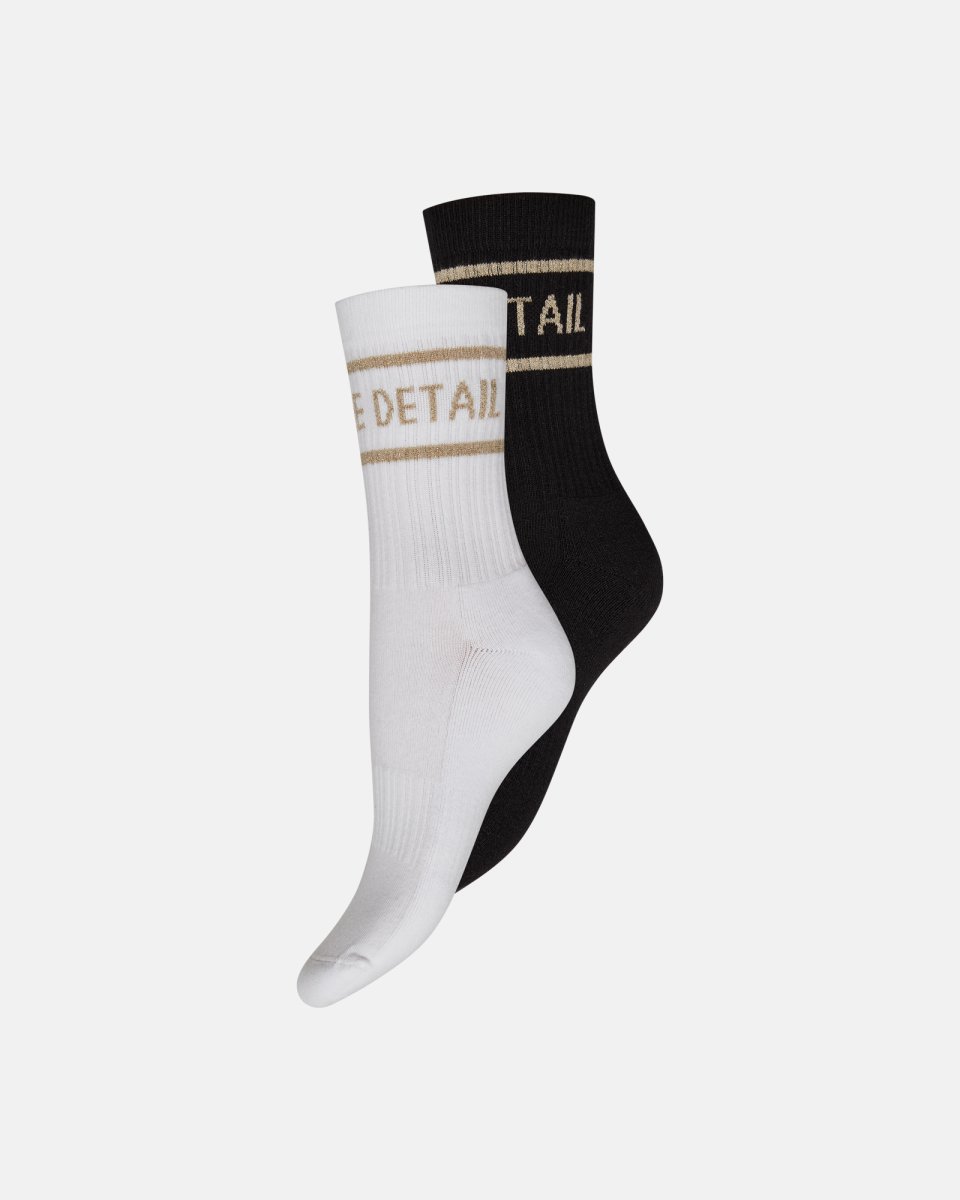 Hype the Detail Strømper "Tennis" 2-pak | Bomuld | Sort/hvid/guld - 37-41