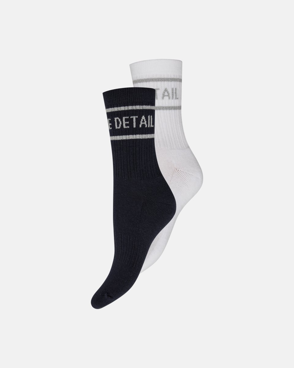Hype the Detail Strømper "Tennis" 2-pak | Bomuld | Navy/hvid/sølv - 37-41
