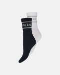 Strømper "Tennis" 2-pak, Bomuld, Navy/hvid/sølv