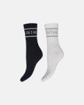 Strømper "Tennis" 2-pak, Bomuld, Navy/hvid/sølv