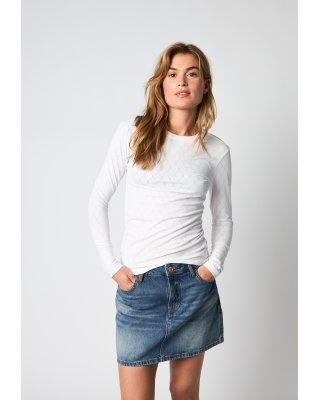 Langærmet t-shirt "Logo" | Bomuld | Hvid m. burn-out effekt -Hype the Detail