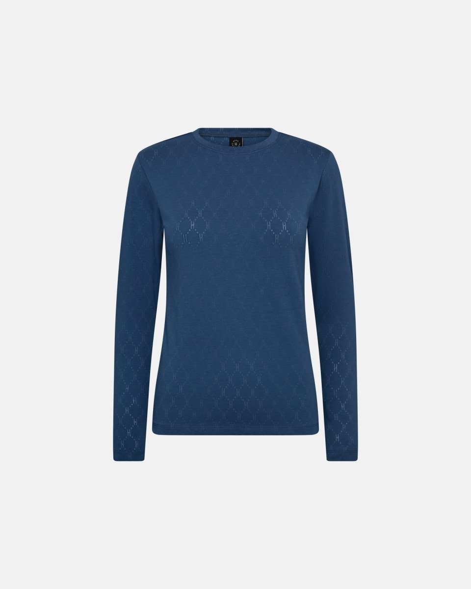 Hype the Detail Langærmet t-shirt "Logo" | Bomuld | Blå m. burn-out effekt - S