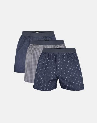 Boxershorts 3-pak, 100% bomuld, Multifarvet